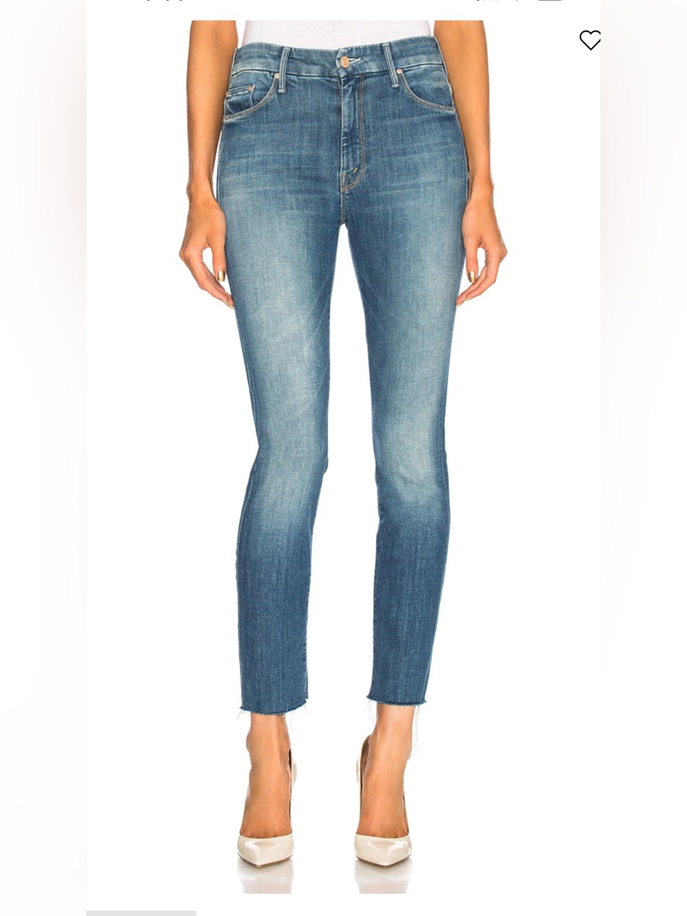 MOTHER High Waisted Looker Ankle Fray Jeans Light Wash size 27